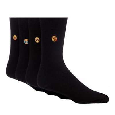 Red Herring Pack of four black cotton blend socks